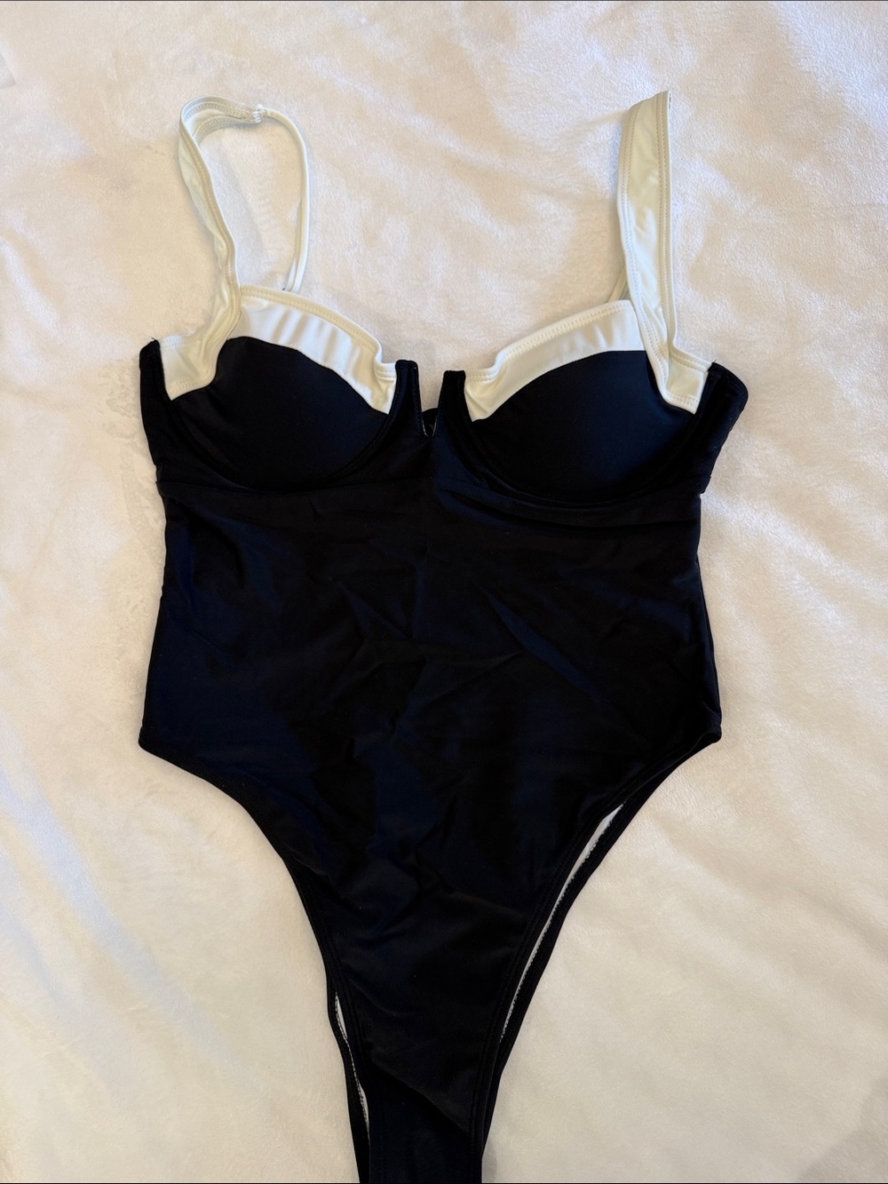 Classic Black & White One-Piece Swimsuit high cut